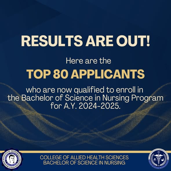 RESULTS ARE OUT!  Congratulations to Our New BS Nursing Students!